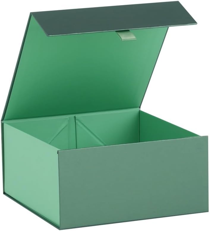 PLINJOY Green Gift Box 8x8x4 Inches Small Gift Boxes for Presents with Magnetic Closure LidLuxury Gift Box for Rectangle Collapsible for Bridesmaid, Wedding, Birthday Gift Packging - Image 1